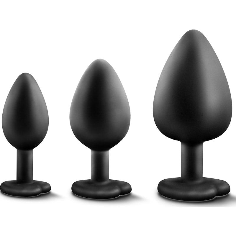 Luxe Bling Plugs Training Kit Black With Rainbow Gems - Adult Toys
