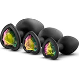 Luxe Bling Plugs Training Kit Black With Rainbow Gems - Naughty by Nature Adult Store