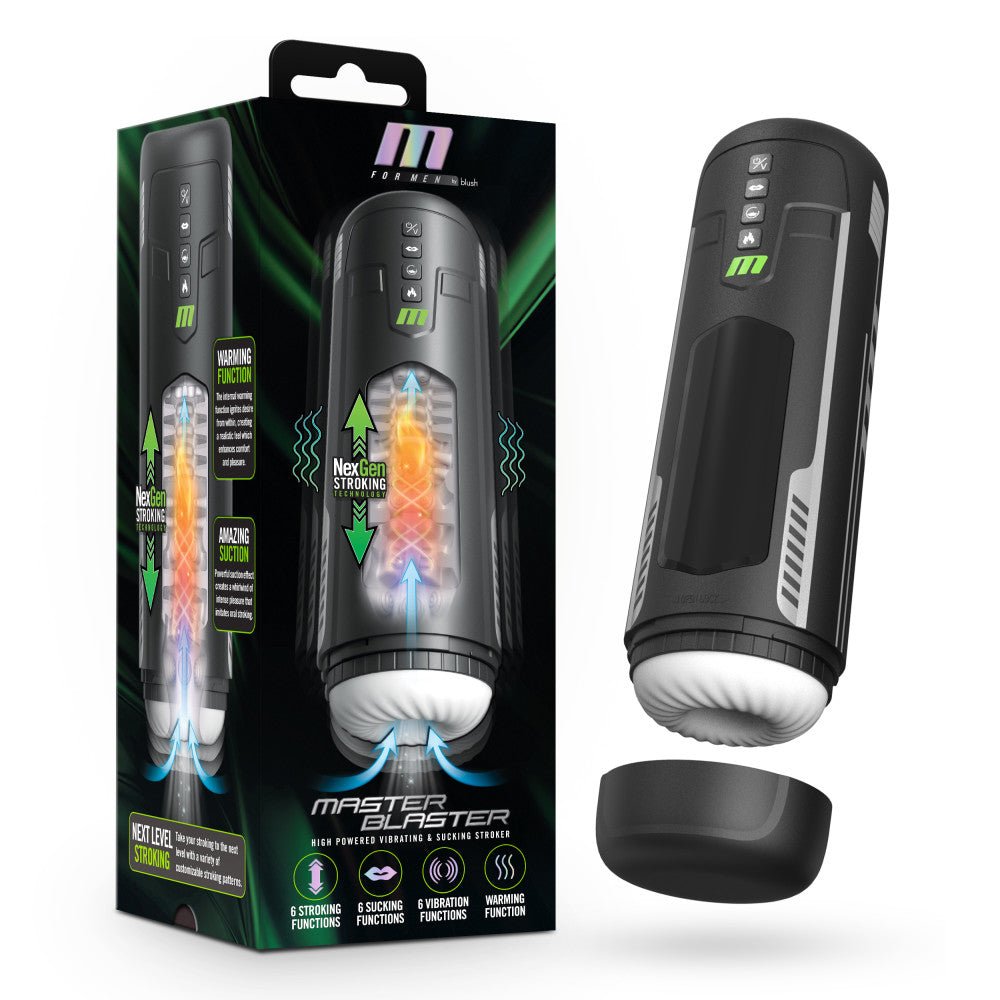 M For Men Master Blaster - USB Rechargeable Sucking & Vibrating Stroker - MASTURBATORS