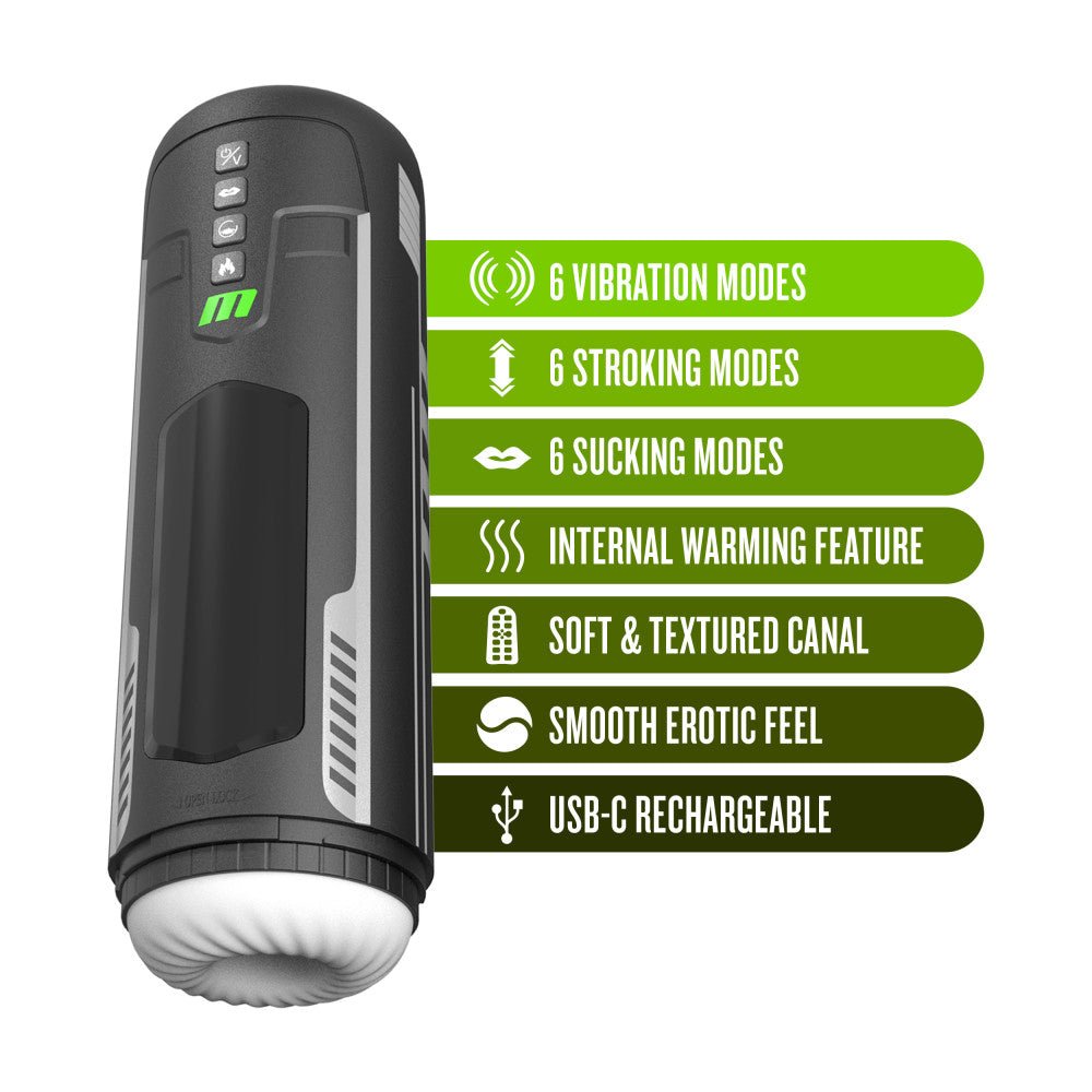 M For Men Master Blaster - USB Rechargeable Sucking & Vibrating Stroker - MASTURBATORS