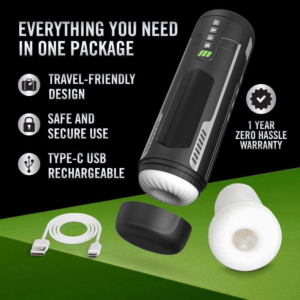 M For Men Master Blaster - USB Rechargeable Sucking & Vibrating Stroker - MASTURBATORS