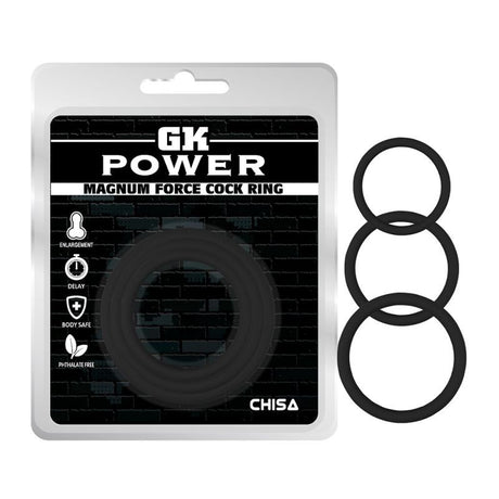 Magnum Force Cock Ring Set Black - Cock Rings-premium
