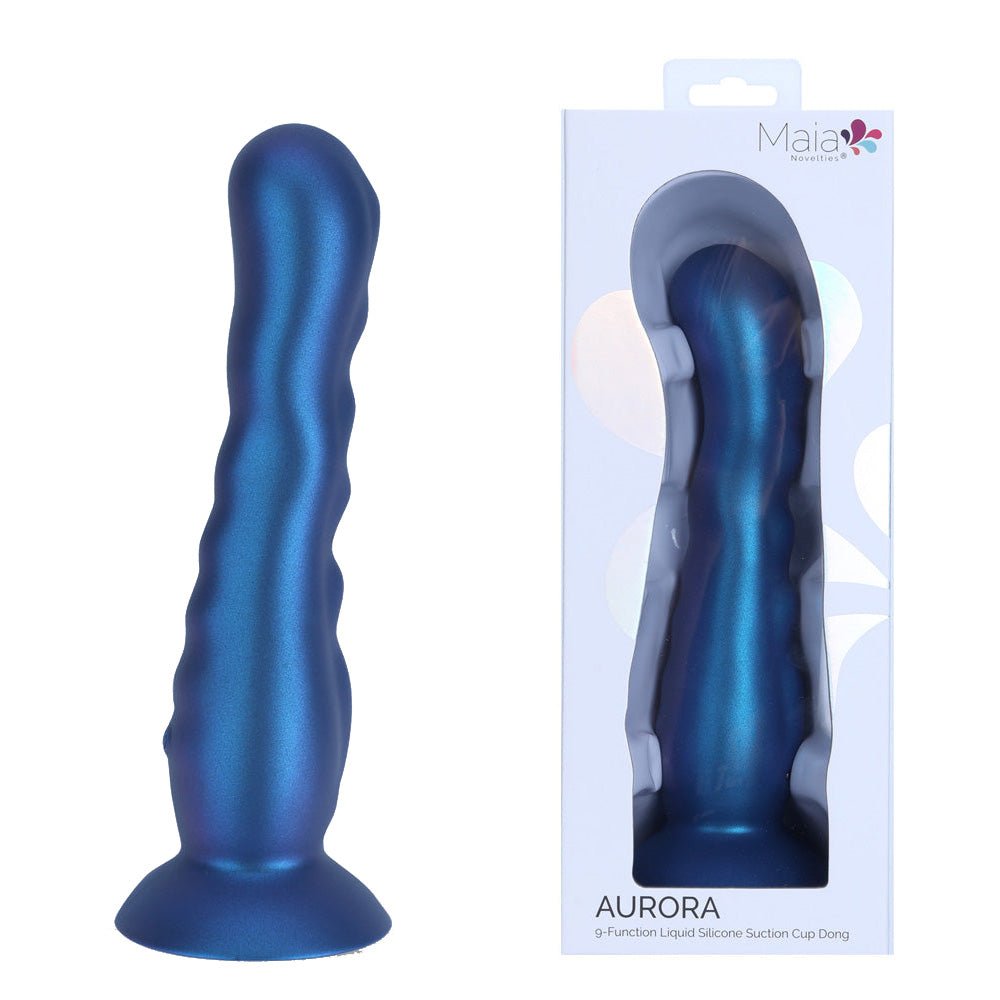 Maia Aurora Metallic Blue Usb Rechargeable Vibrating Dildo 21.6 Cm - DONGS