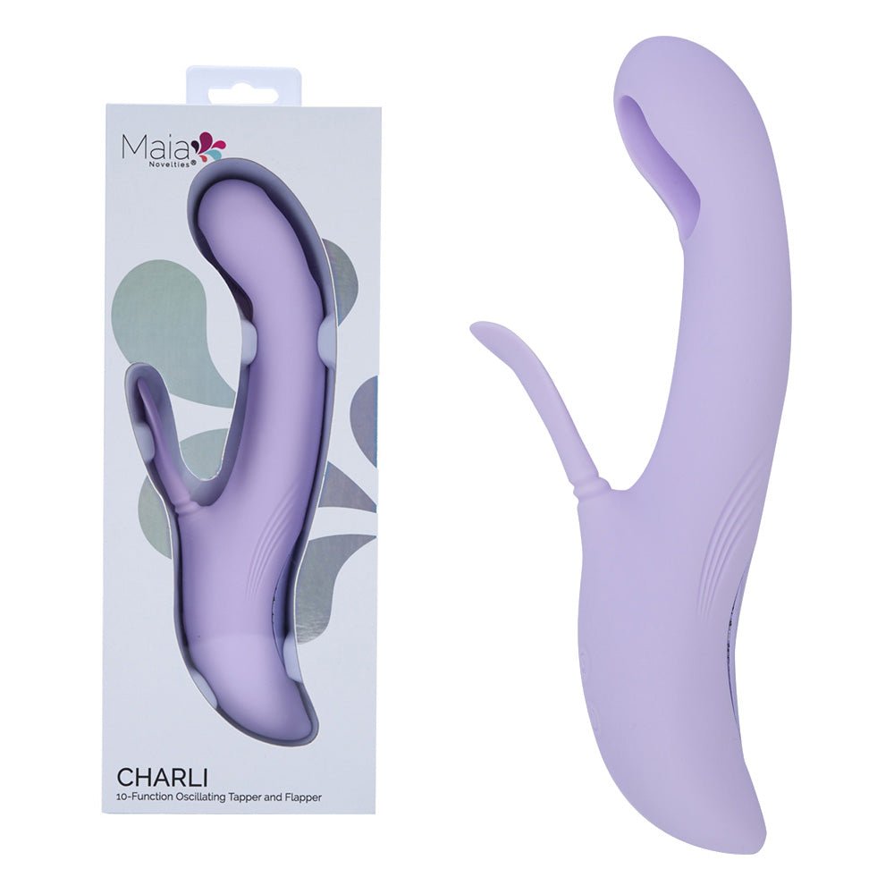 Maia Charli Lavender USB Rechargeable Rabbit Vibrator Flapping And Tapping - VIBRATORS