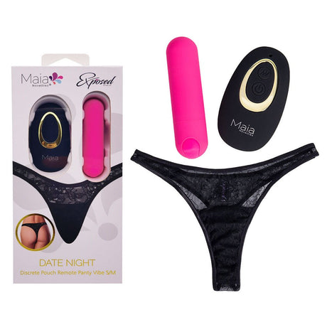 Maia DATE NIGHT PANTY S/M VIBE - Pink Rechargeable Bullet & Remote - BULLETS & EGGS