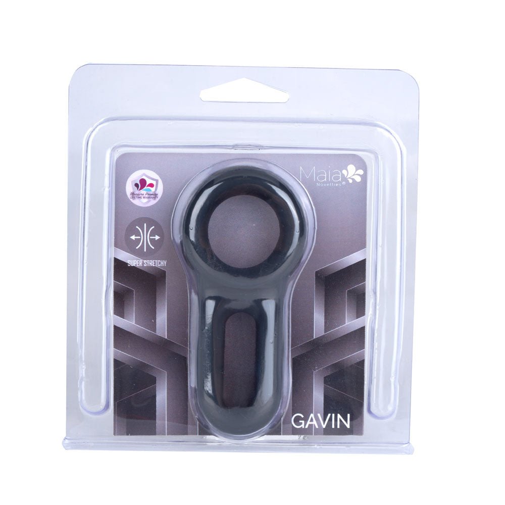 Maia Gavin Black Silicone Adjustable Cock and Balls Ring - COCK RINGS
