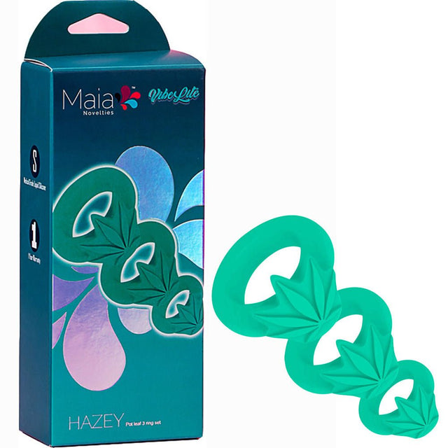 Maia HAZEY - Green Pot Leaf Cock Rings - Set of 3 - COCK RINGS