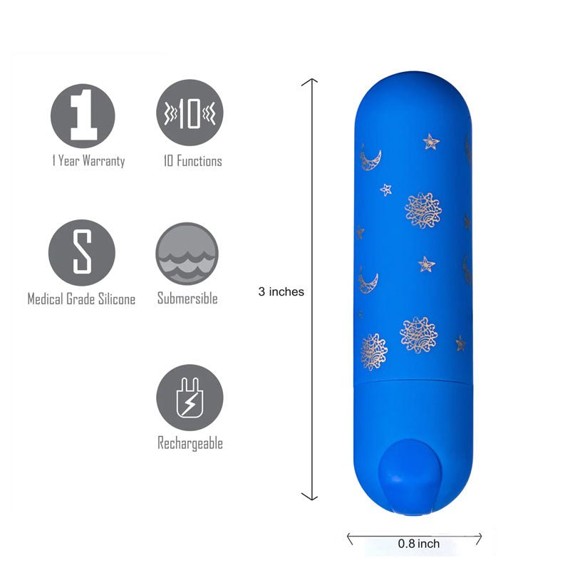 Maia Luna - Blue 7.6 cm USB Rechargeable Bullet - BULLETS & EGGS