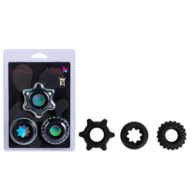 Maia MANZO - Black Silicone Cock Rings - Set of 3 - COCK RINGS