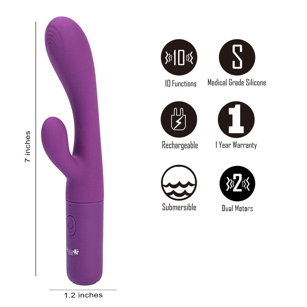Maia RAYLA - Purple 17.8 cm USB Rechargeable Rabbit Vibrator - VIBRATORS