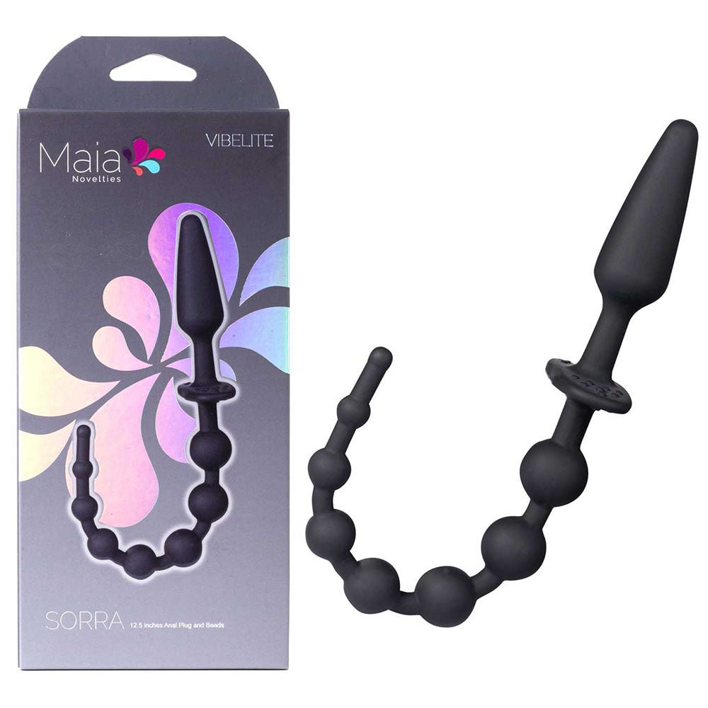 Maia SORRA - Black Anal Plug with Beads - ANAL TOYS