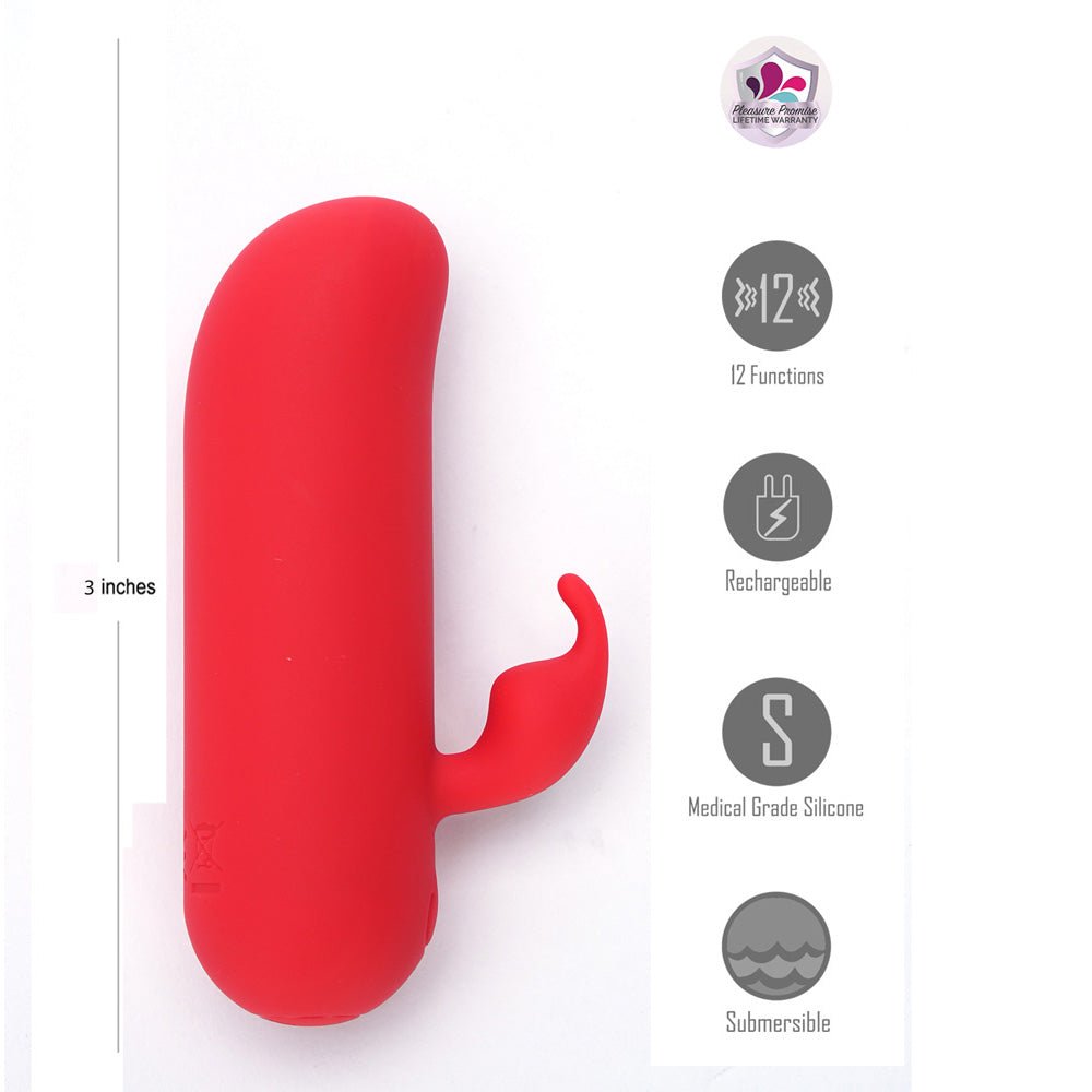 Maia ZIA Red USB Rechargeable Mini Bullet Rabbit Vibrator - BULLETS & EGGS