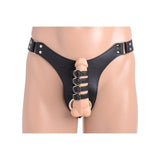 Male Chastity Harness w Anal Plug Black - Adult Toys