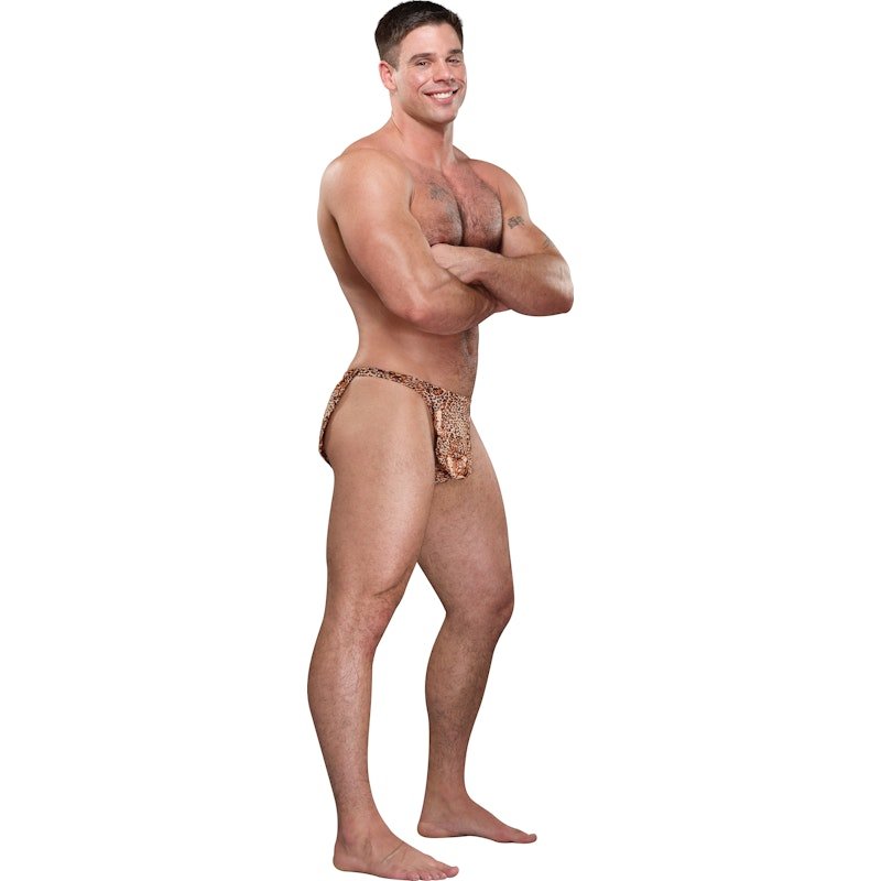 Male Power Jungle Stud Leopard Print Microfiber Thong Underwear - Lingerie