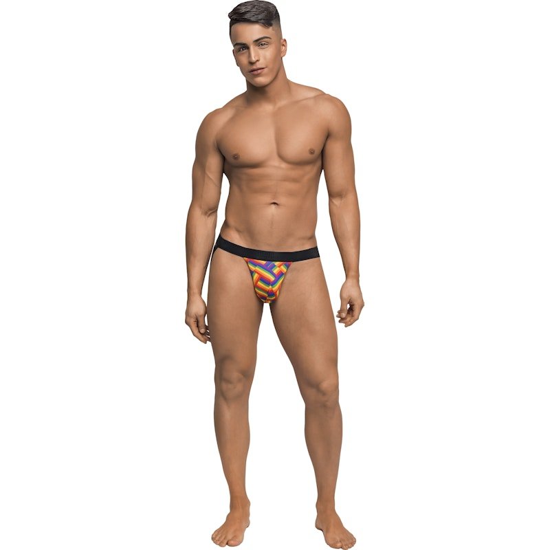 Male Power Pride Fest Jock – Rainbow Herringbone Supportive Jockstrap - Lingerie