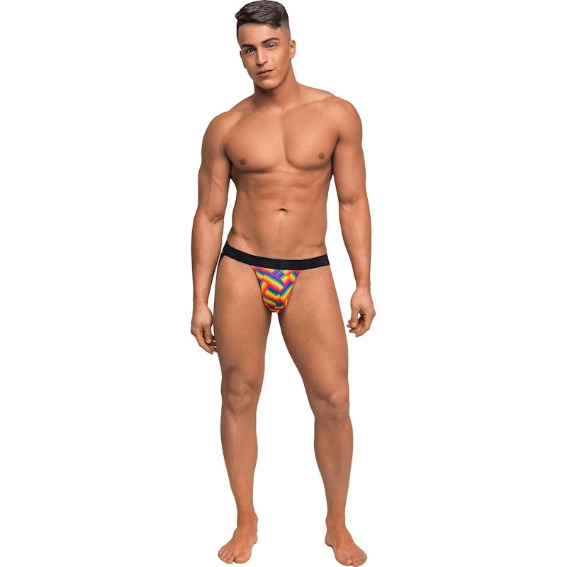 Male Power Pride Fest Jock – Rainbow Herringbone Supportive Jockstrap - Lingerie