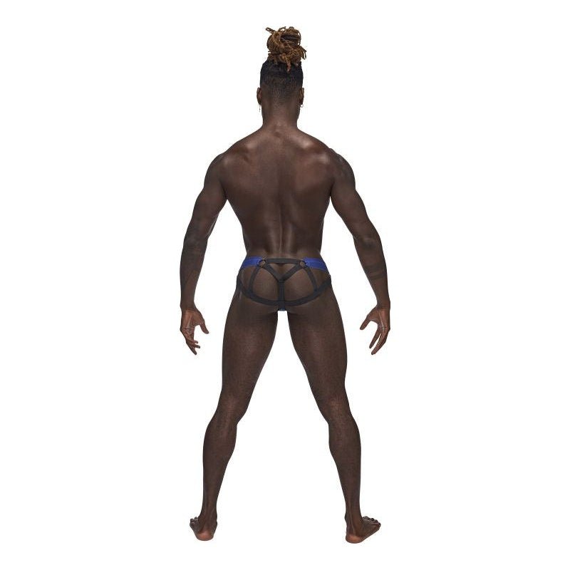 Male Power Sexagon Micro V Thong Blue - Lingerie