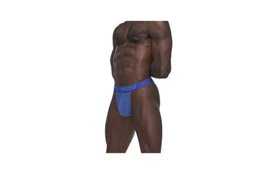 Male Power Sexagon Micro V Thong Blue - Lingerie