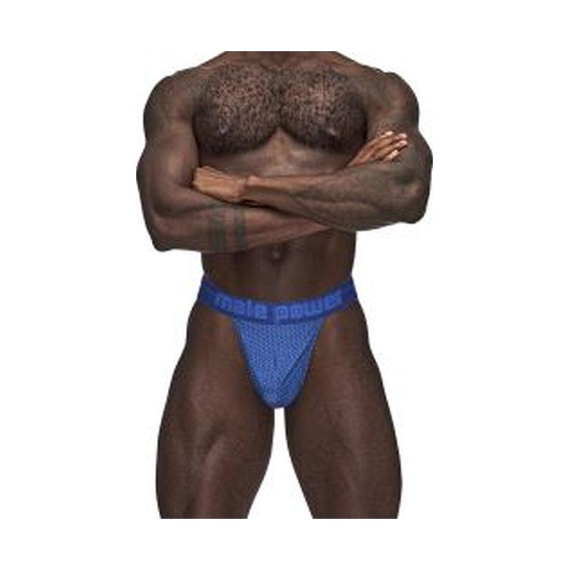 Male Power Sexagon Micro V Thong Blue - Lingerie