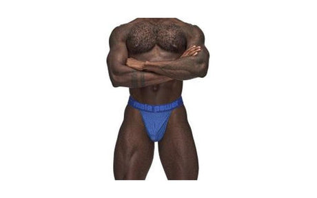 Male Power Sexagon Micro V Thong Blue - Lingerie