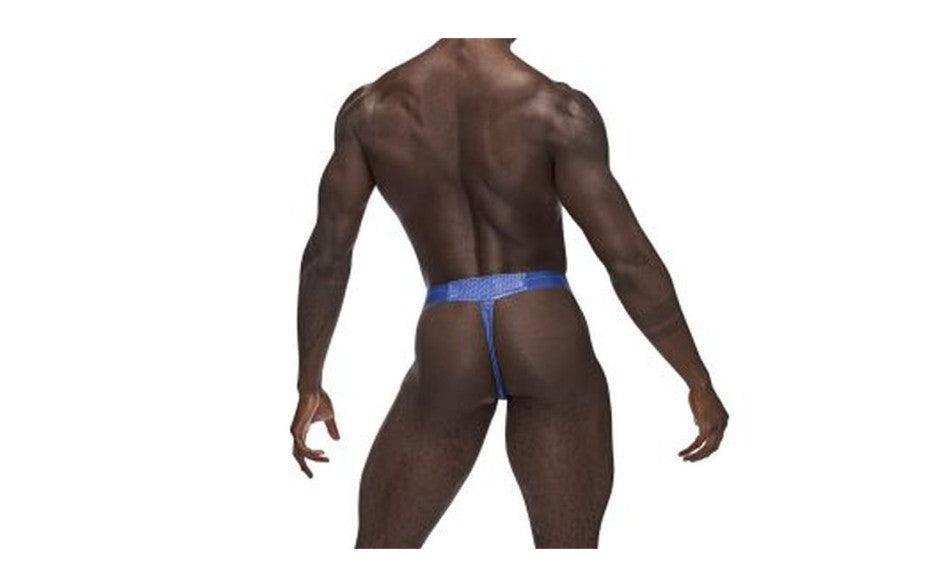 Male Power Sexagon Micro V Thong Blue - Lingerie