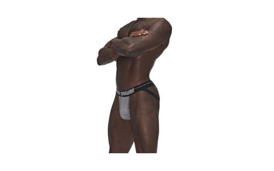 Male Power Sexagon Strappy Ring Jock Grey - Lingerie