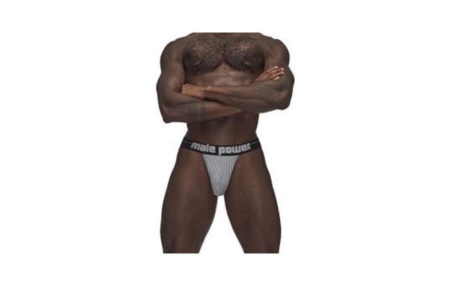 Male Power Sexagon Strappy Ring Jock Grey - Lingerie