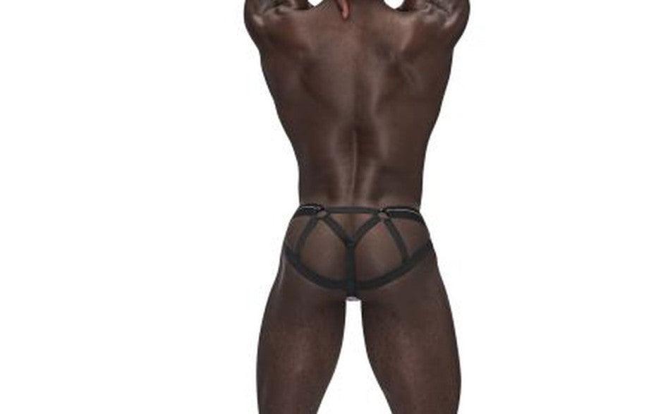 Male Power Sexagon Strappy Ring Jock Grey - Lingerie