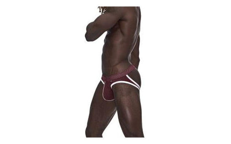 Male Power Sport Mesh Jock Burgundy - Lingerie