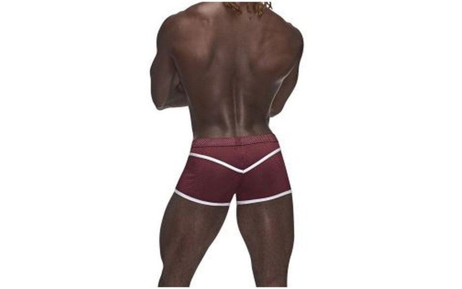 Male Power Sport Mesh Mini Short Burgundy - Lingerie