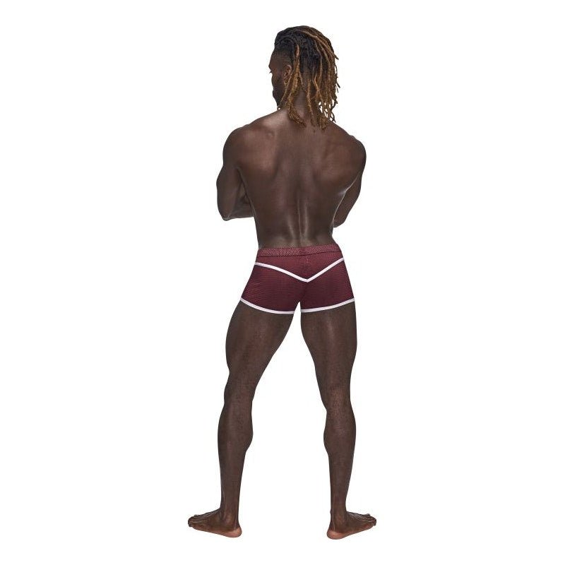 Male Power Sport Mesh Mini Short Burgundy - Lingerie