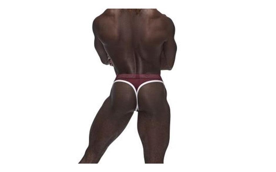 Male Power Sport Mesh Thong Burgundy - Lingerie