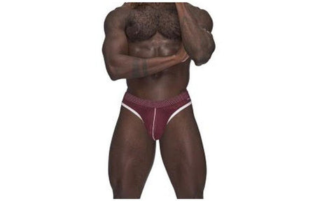 Male Power Sport Mesh Thong Burgundy - Lingerie