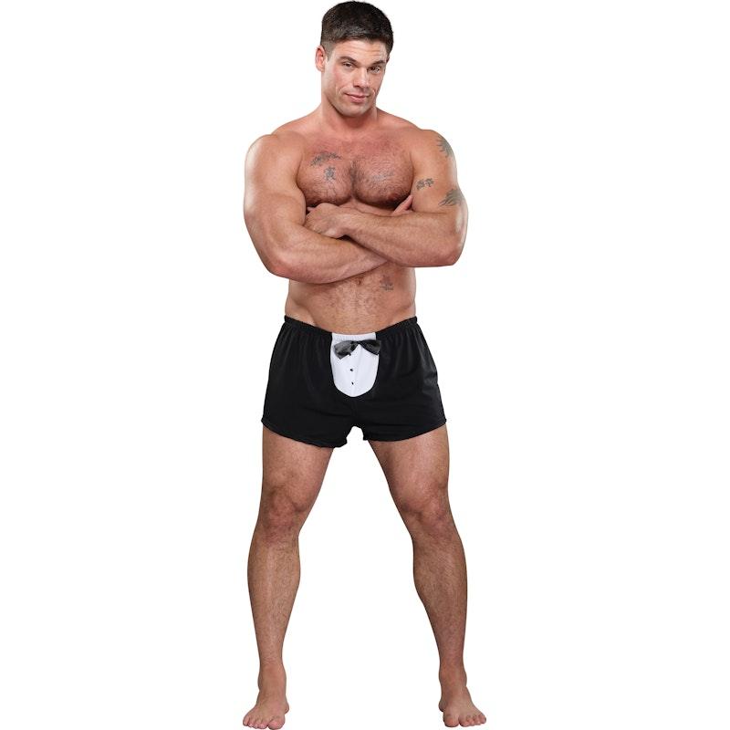 Male Power Tuxedo Boxer Novelty Underwear – Black Polyester Spandex - Lingerie