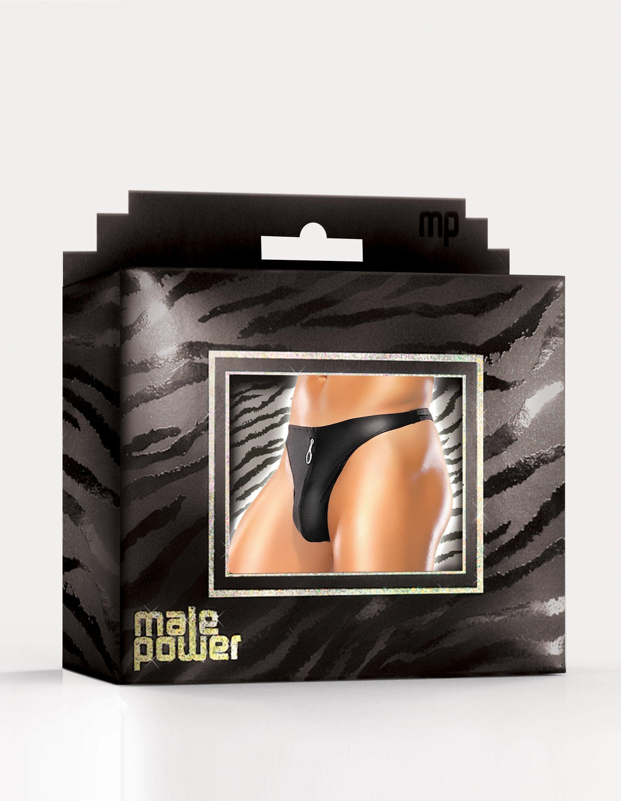 Male Power Zipper Thong Black - Lingerie