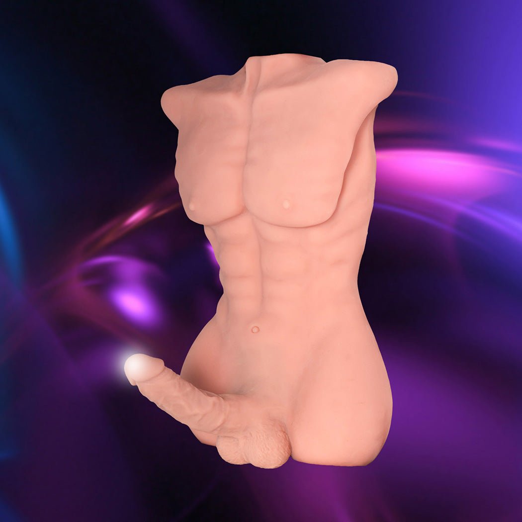 Male Sex Doll Torso With 8 Inch Dildo Muscular Abs Realistic TPE - Sex Doll