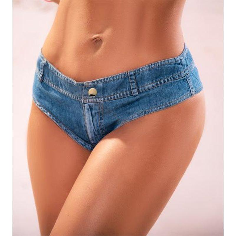 Mapale Chambray Micro Mini Shorts – Light Denim Lingerie Shorts - Lingerie