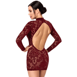 Masquerade Open Back Mini Dress Burgundy - Lingerie