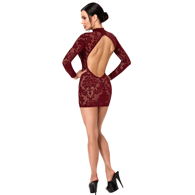 Masquerade Open Back Mini Dress Burgundy - Lingerie