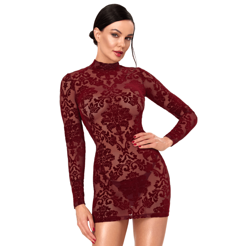Masquerade Open Back Mini Dress Burgundy - Lingerie