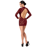 Masquerade Open Back Mini Dress Burgundy - Lingerie