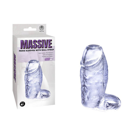 Massive Penis Sleeve With Ball Strap Clear Enlarger For Men - SLEEVES