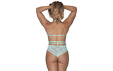 Mesh and Lace Teddy Turquoise - Lingerie