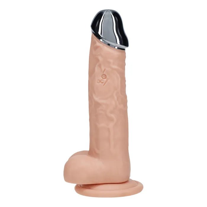 Metal Head Dildo Flesh 8 Inch Vibrating With Wireless Remote - DONGS