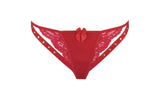 Microfiber and Lace G-String with Studs Red - Naughty by Nature Adult Store