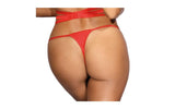 Microfiber and Lace G-String with Studs Red - Naughty by Nature Adult Store