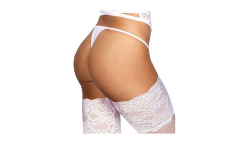 Microfiber and Lace G-String with Studs White - Naughty by Nature Adult Store