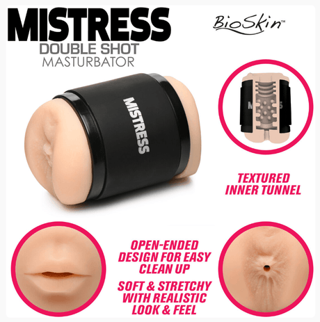 MISTRESS DOUBLE SHOT MINI MASTURBATORS ASS & MOUTH (LIGHT TONE) - Naughty by Nature Adult Store