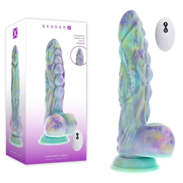 Monster Ball Vibrating Thrusting Fantasy Dildo Wireless Remote - DONGS