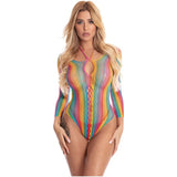 More Colour Long Sleeve Bodysuit Rainbow - Lingerie
